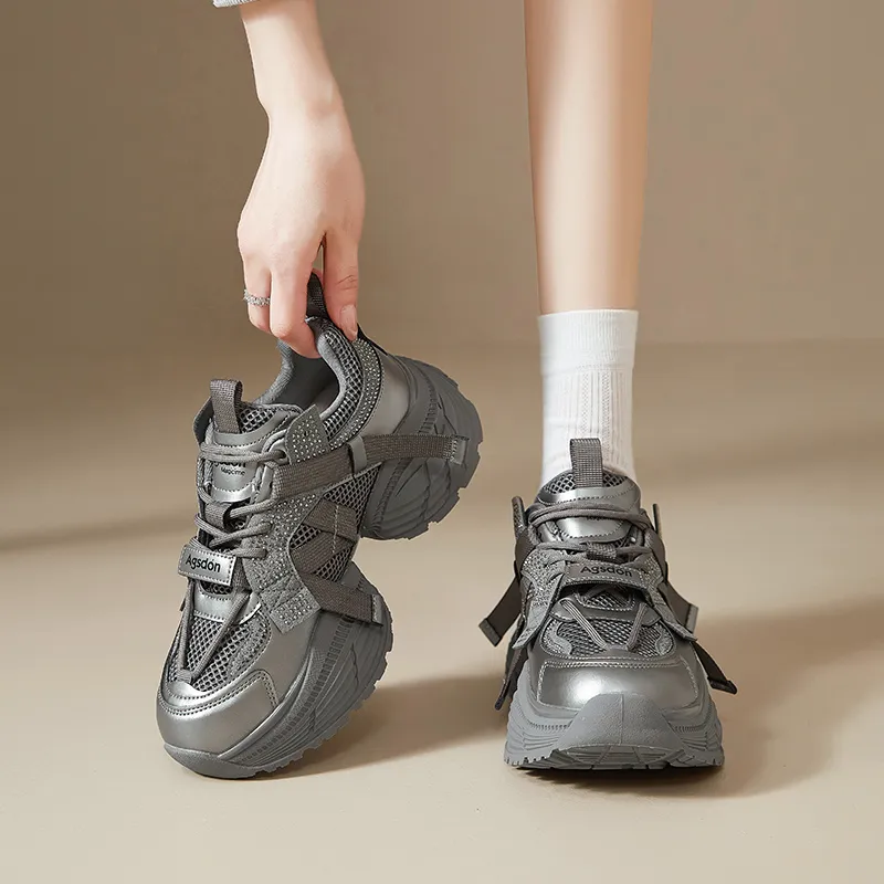 AGSDON Height Increasing Low-Top Chunky Sneakers Women's-5