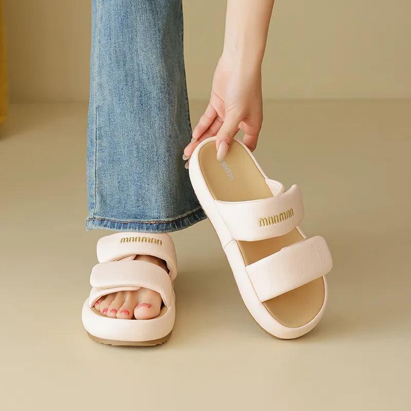 AGSDON Slide Slippers Women's Beige/Pink/Black-19