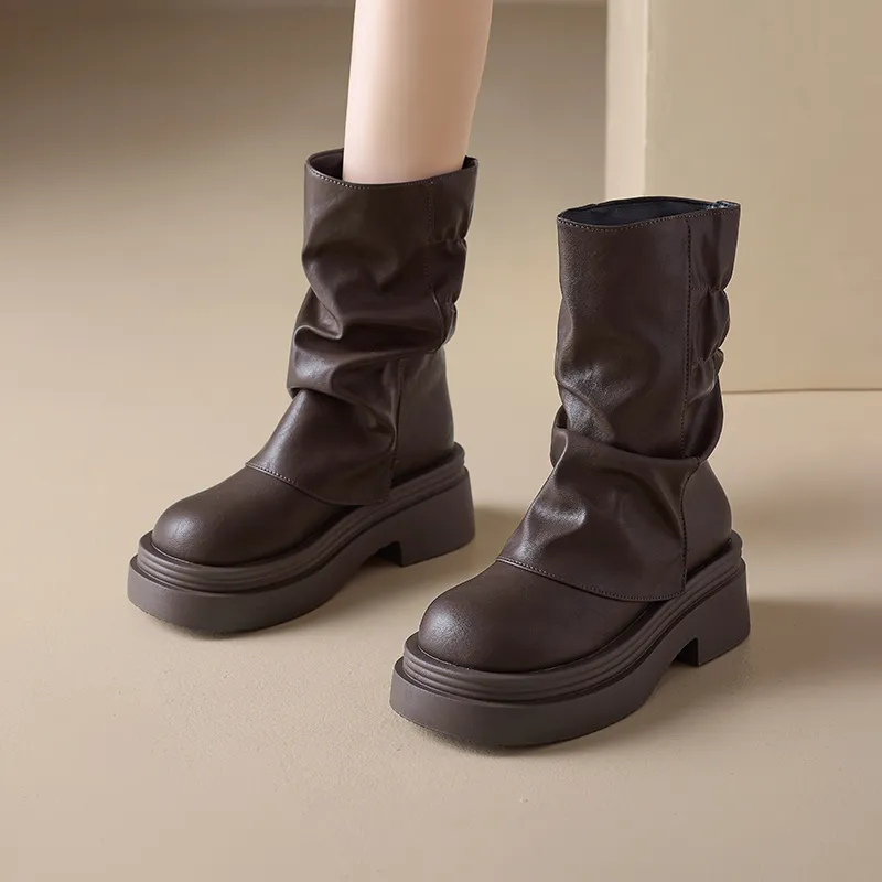 AGSDON Ankle Boots Women's Brown-4