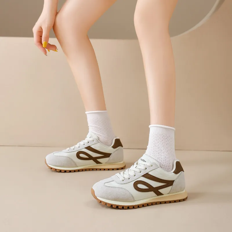 AGSDON Casual Shoes Women's Low Top Beige Brown/Pink/Yellow/Purple-2