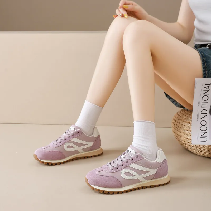 AGSDON Casual Shoes Women's Low Top Beige Brown/Pink/Yellow/Purple-24