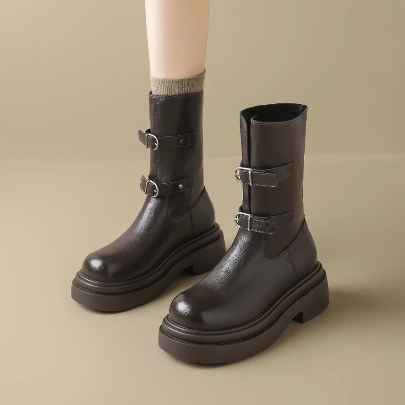 AGSDON Ankle Boots Women's Brown-2
