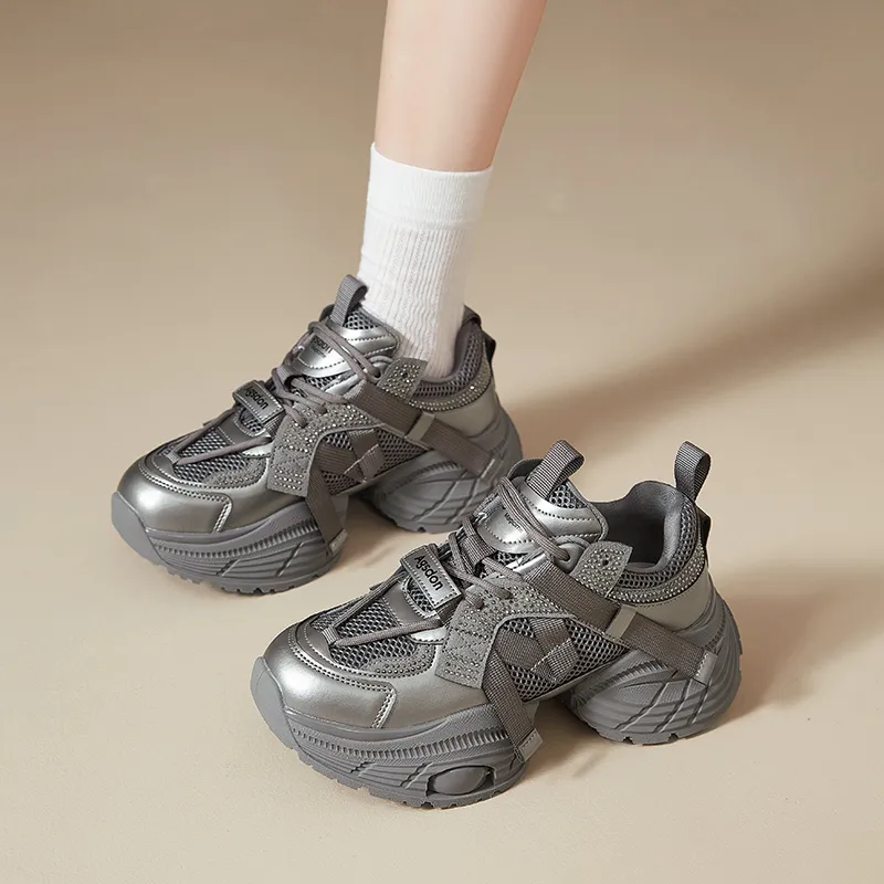 AGSDON Height Increasing Low-Top Chunky Sneakers Women's-3