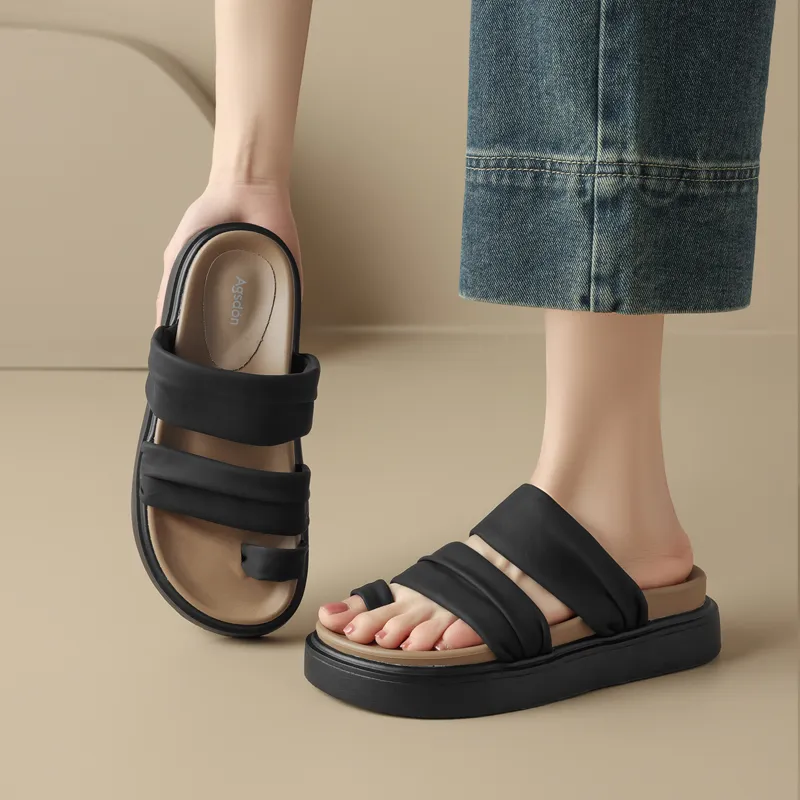 AGSDON PVC Chemical Fiber Abrasion Resistant Slide Slippers Women's-8