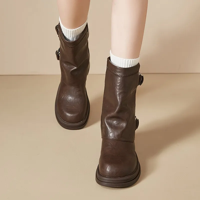AGSDON Ankle Boots Women's Brown-3
