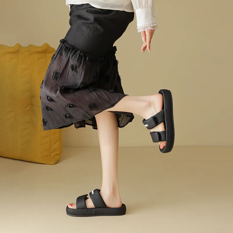 AGSDON Slide Slippers Women's Beige/Pink/Black-9