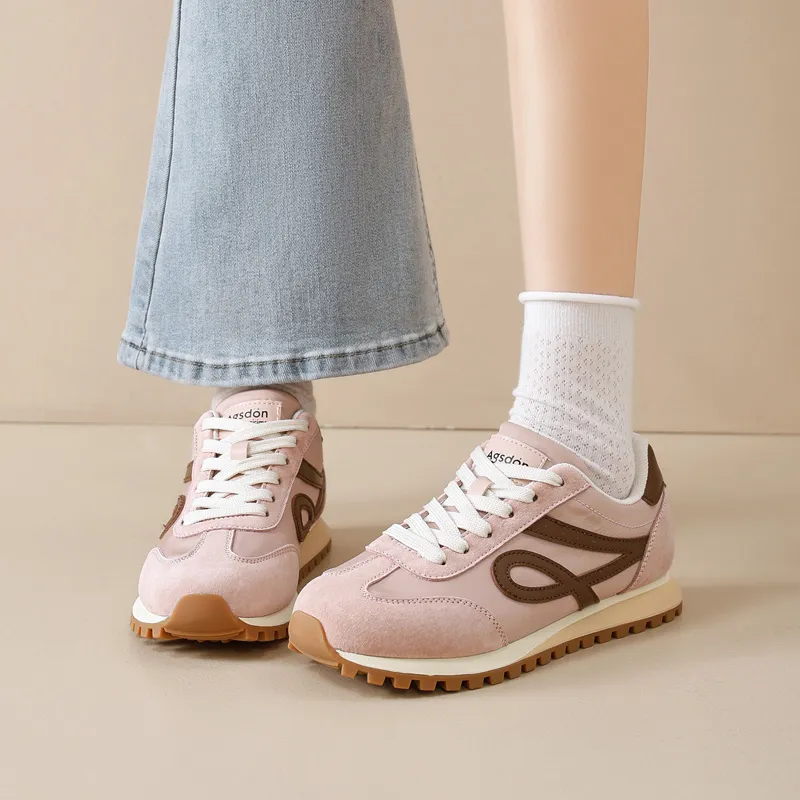 AGSDON Casual Shoes Women's Low Top Beige Brown/Pink/Yellow/Purple-10