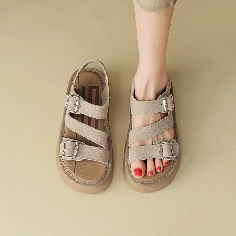 AGSDON Beach Sandals Women's Khaki-5