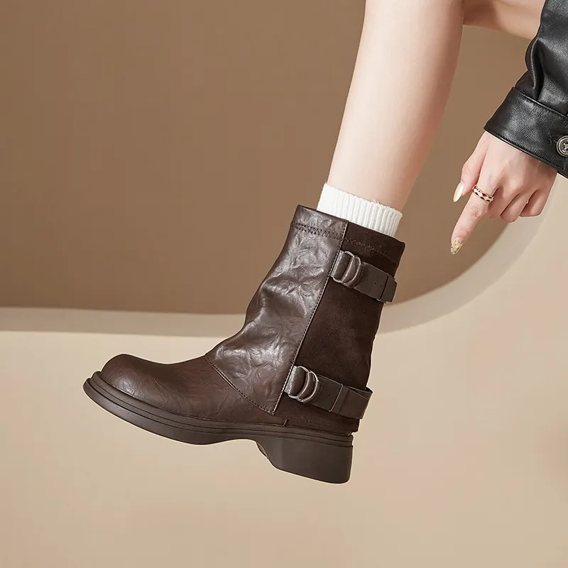 AGSDON Ankle Boots Women's Brown-5
