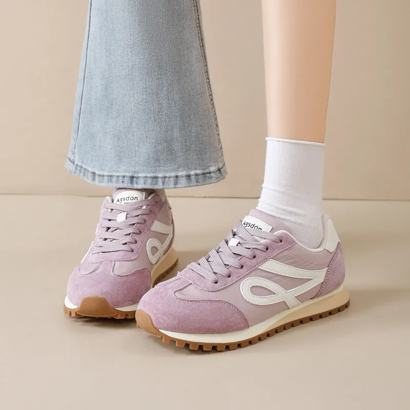 AGSDON Casual Shoes Women's Low Top Beige Brown/Pink/Yellow/Purple-25