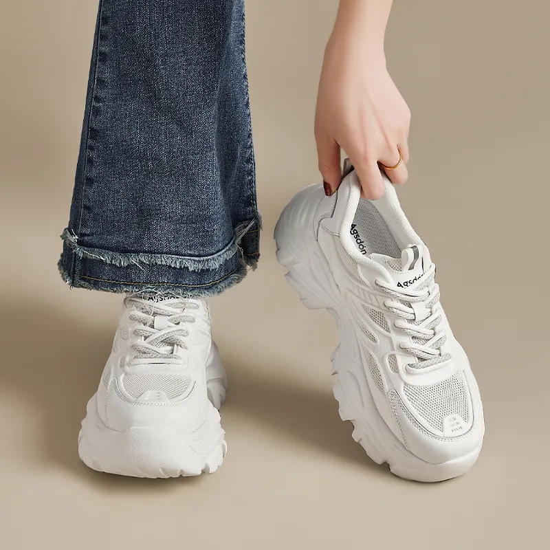 AGSDON Slip Resistant Low Top Chunky Sneakers Women's-10