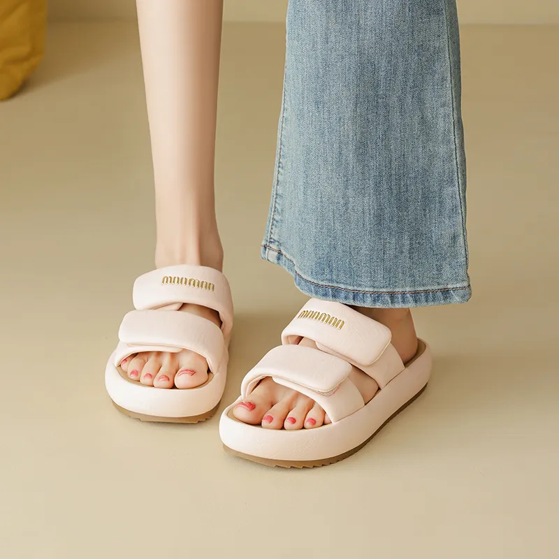 AGSDON Slide Slippers Women's Beige/Pink/Black-20