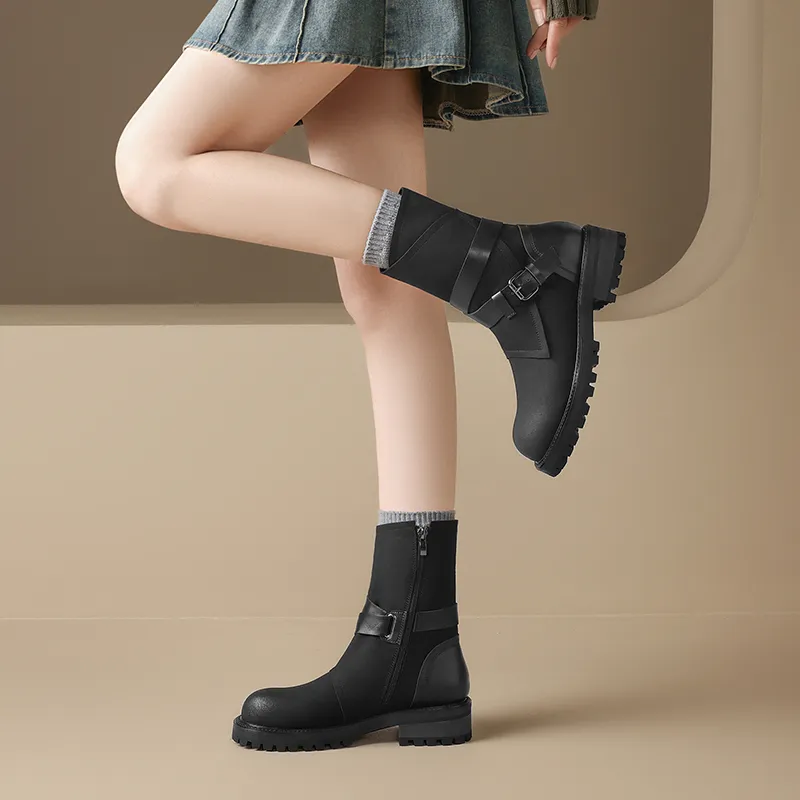 AGSDON Ankle Boots Women's Black/Brown-4