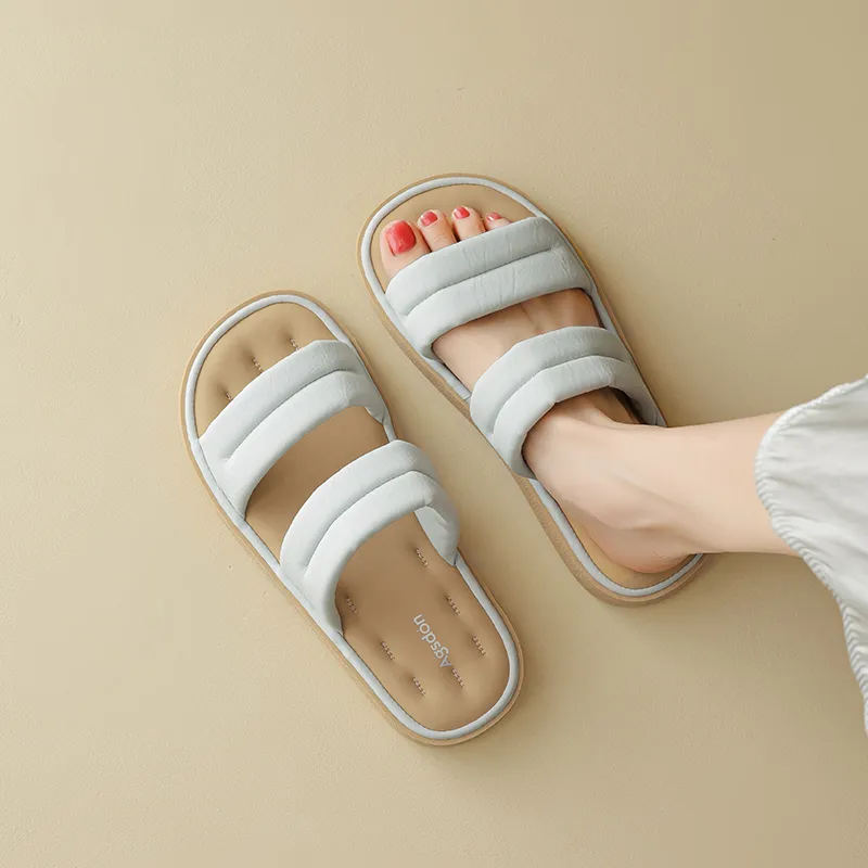 AGSDON Slide Slippers Women's Beige/Yellow/Blue-20