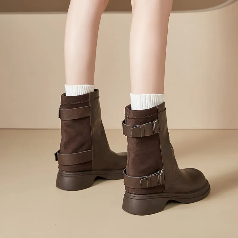 AGSDON Ankle Boots Women's Brown-4