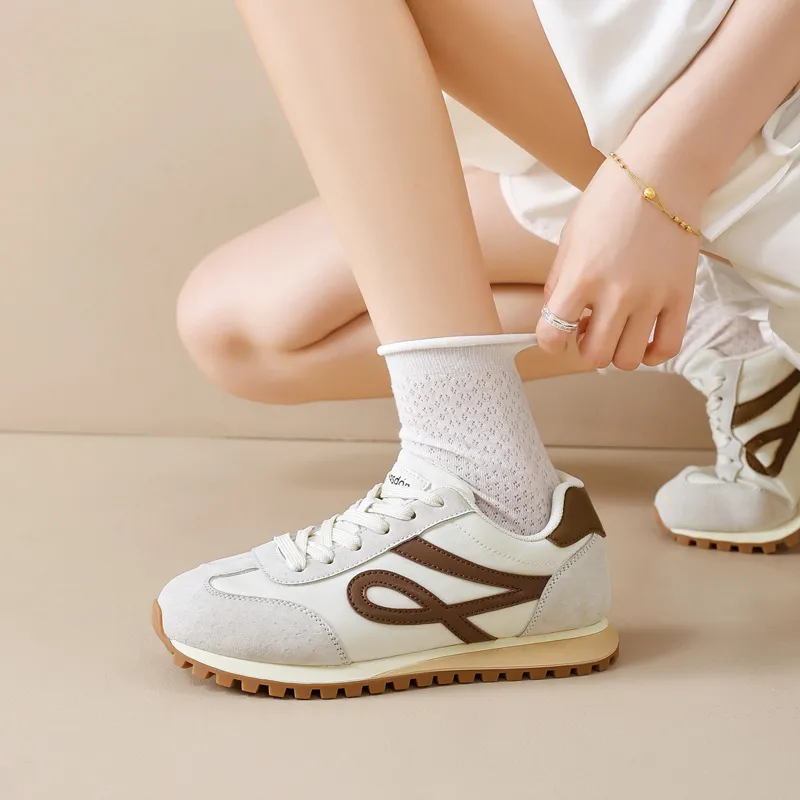 AGSDON Casual Shoes Women's Low Top Beige Brown/Pink/Yellow/Purple-3