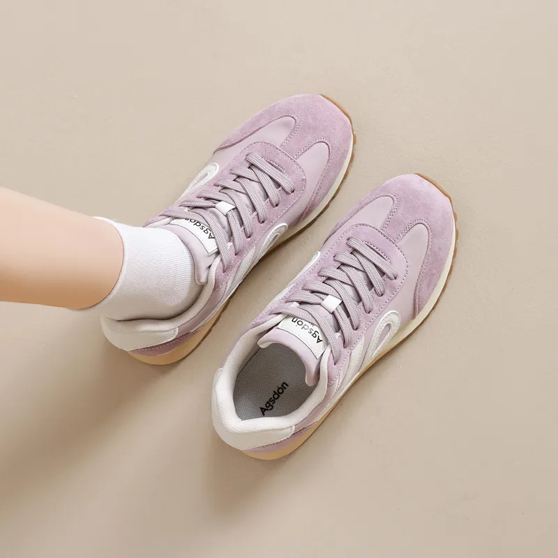 AGSDON Casual Shoes Women's Low Top Beige Brown/Pink/Yellow/Purple-27