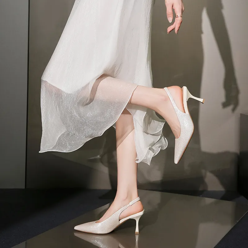 AGSDON Slim Heel High Heels 8cm Women's Pearlescent Color-2