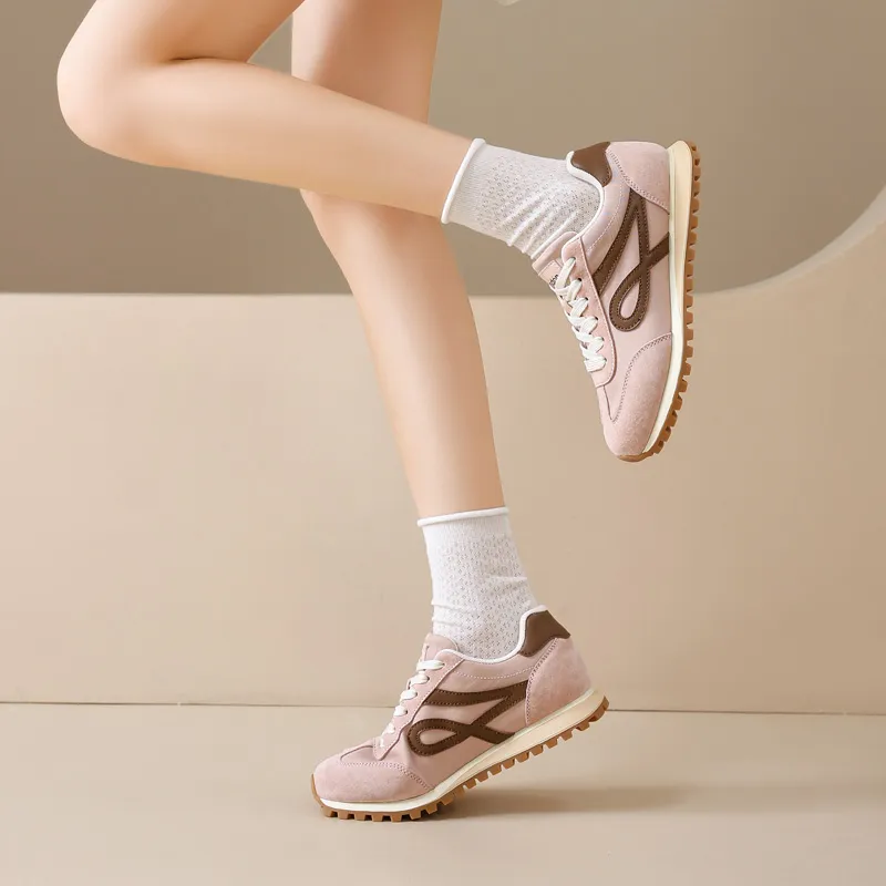 AGSDON Casual Shoes Women's Low Top Beige Brown/Pink/Yellow/Purple-9