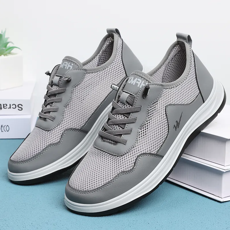 DOUBLE STAR 88 Summer Dad Shoes Mesh Athletic Shoes Slip on Beijing Cloth Shoes Men's Casual Shoes Men's Black Gray-2
