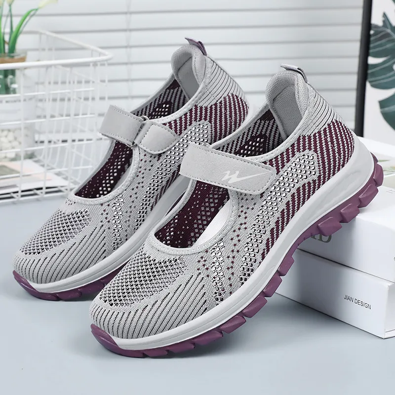 DOUBLE STAR 88 Flyknit Abrasion Resistant Slip Resistant Low Top Casual Shoes Women's Gray, Red, Black-5