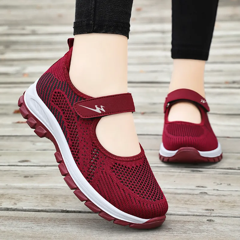 DOUBLE STAR 88 Flyknit Abrasion Resistant Slip Resistant Low Top Casual Shoes Women's Gray, Red, Black-13