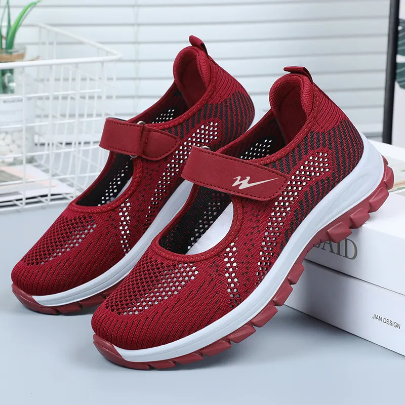 DOUBLE STAR 88 Flyknit Abrasion Resistant Slip Resistant Low Top Casual Shoes Women's Gray, Red, Black-12