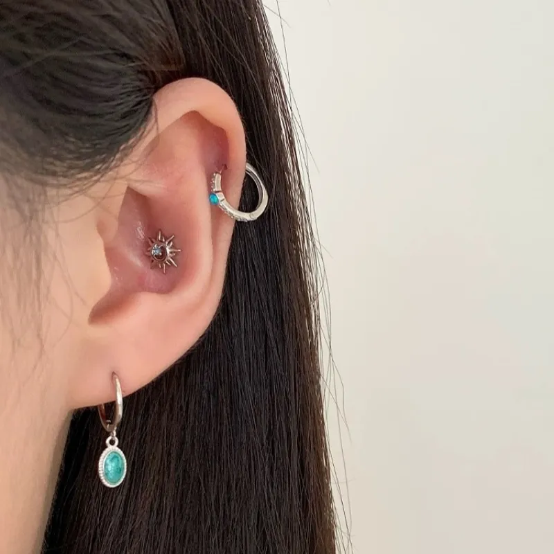 ZWU S925 Sterling Silver Needle Versatile Minimalist Style Earrings Accessories Hoop Earrings Unisex-15
