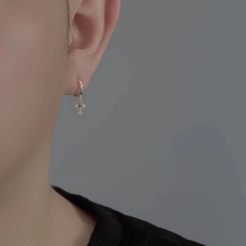 ZWU 925 Sterling Silver Needle Earrings Unisex-5