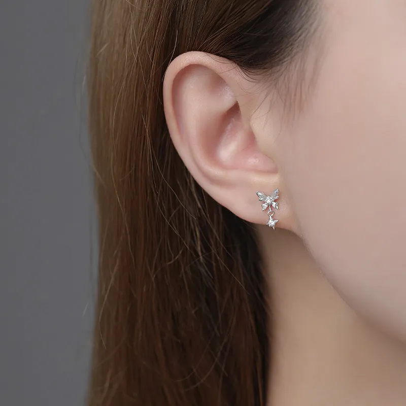 Sterling Silver Minimalist Style Stud Earrings Fashion Stud Earrings Women's-2