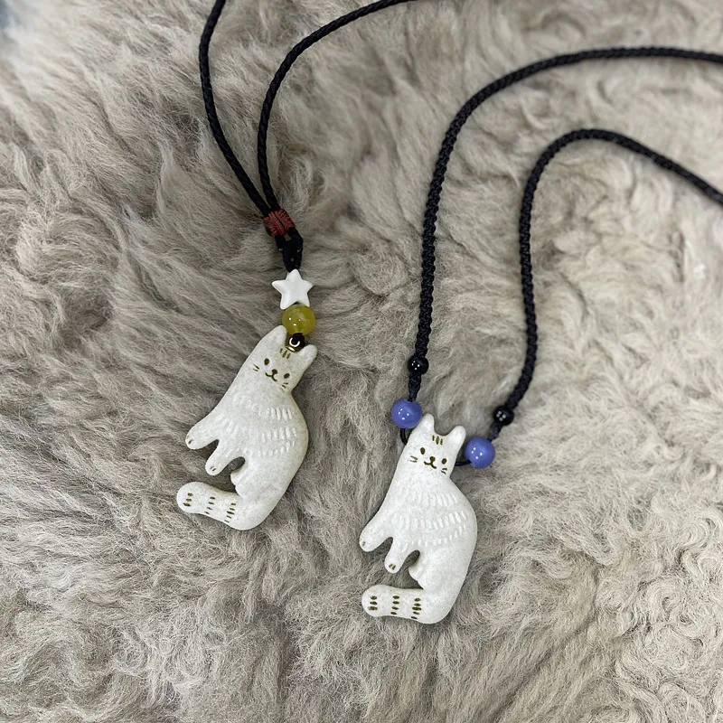 ZWU Blended Material Braided String Necklaces Unisex-4