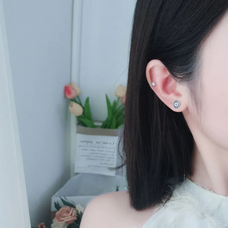 ZWU 925 Sterling Silver Stud Earrings Unisex-5