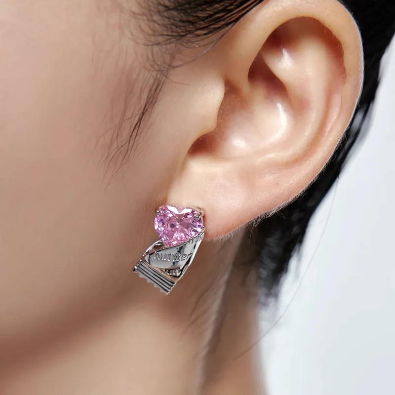 ZWU 925 Sterling Silver Needle Zircon Stud Earrings Women's-2