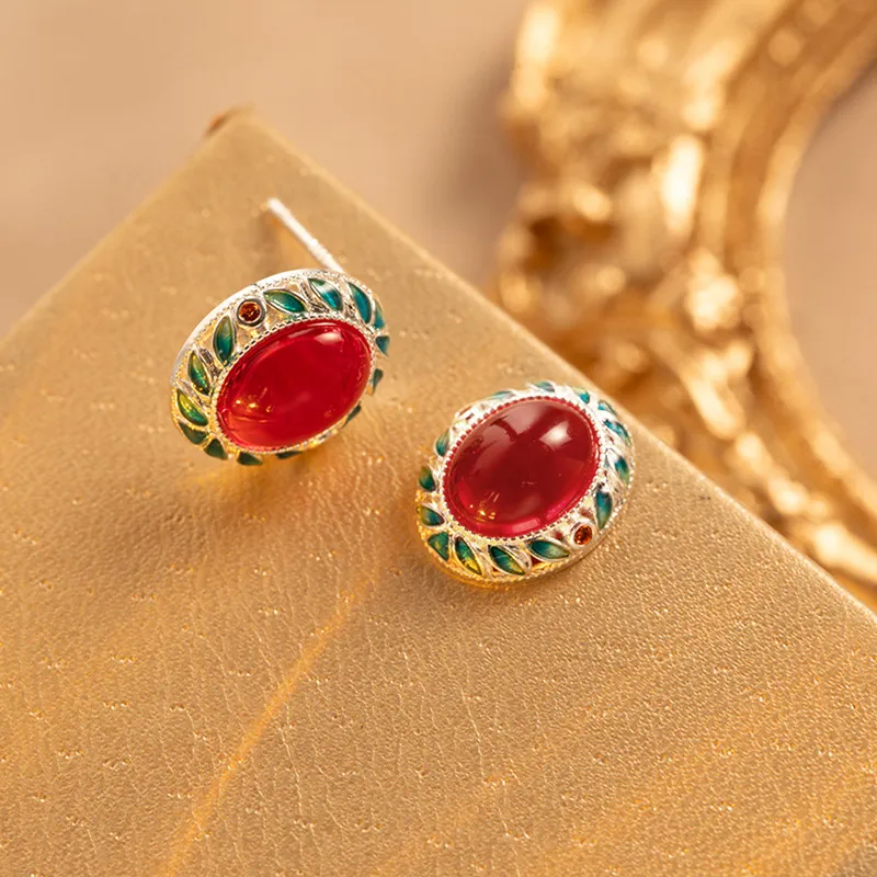 ZWU 925 Sterling Silver New Chinese Style Hoop Earrings Women's-1