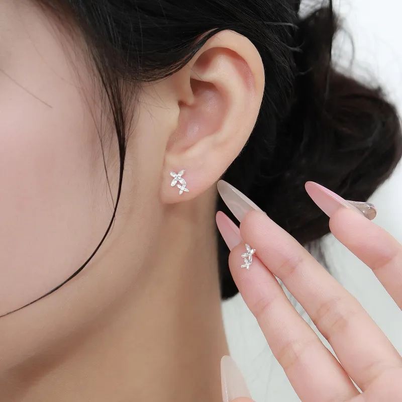 ZWU S999 Fine Silver Stud Earrings Unisex-4