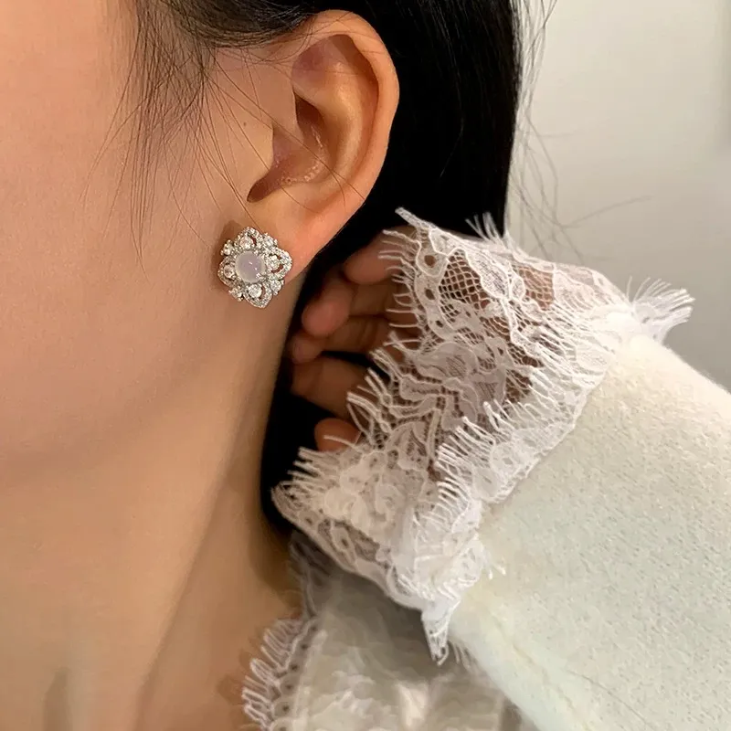 ZWU 925 Sterling Silver Needle Stud Earrings Women's-4