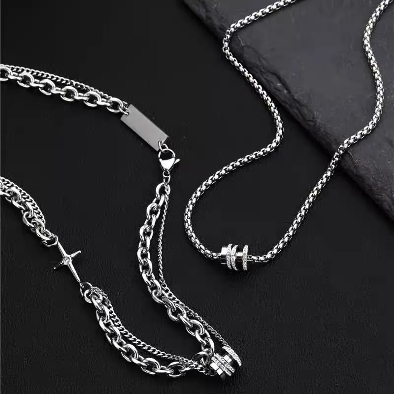 ZWU Titanium Steel Necklaces Unisex-2