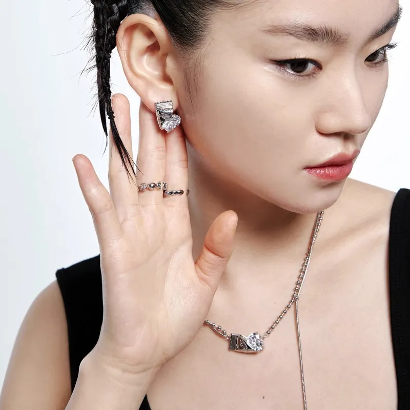 ZWU 925 Sterling Silver Needle Zircon Stud Earrings Women's-1