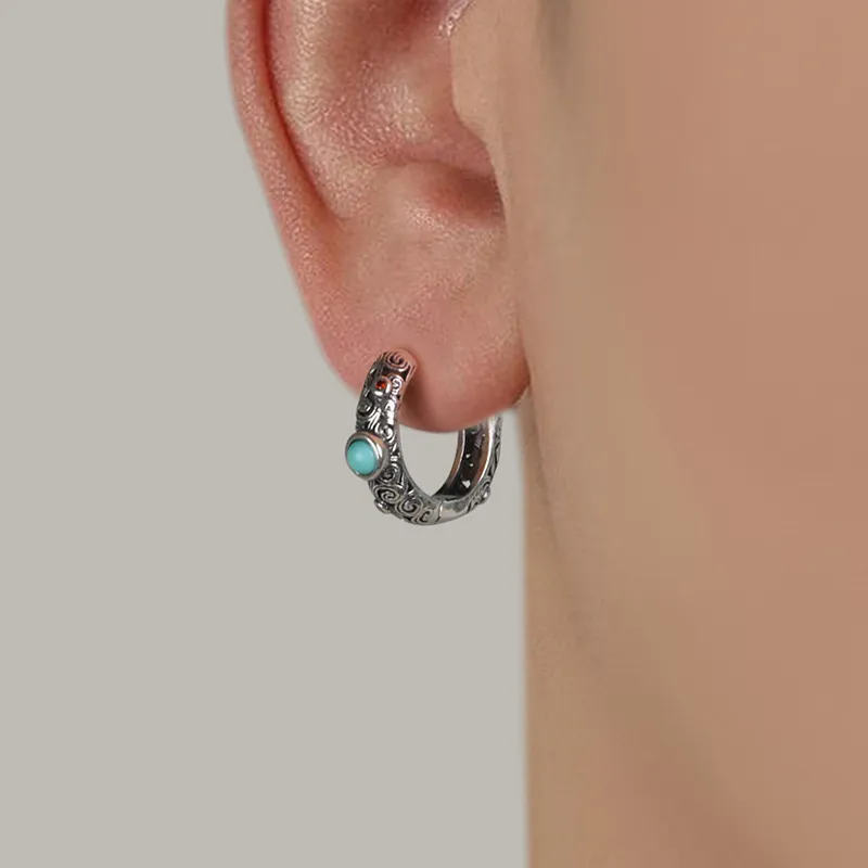 ZWU 925 Sterling Silver Punk Hoop Earrings Unisex-6