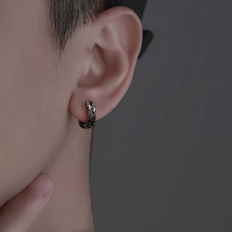 ZWU 925 Sterling Silver Earrings Men's-8