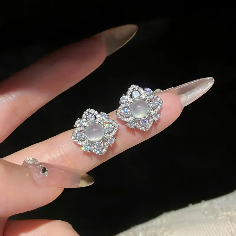 ZWU 925 Sterling Silver Needle Stud Earrings Women's-3