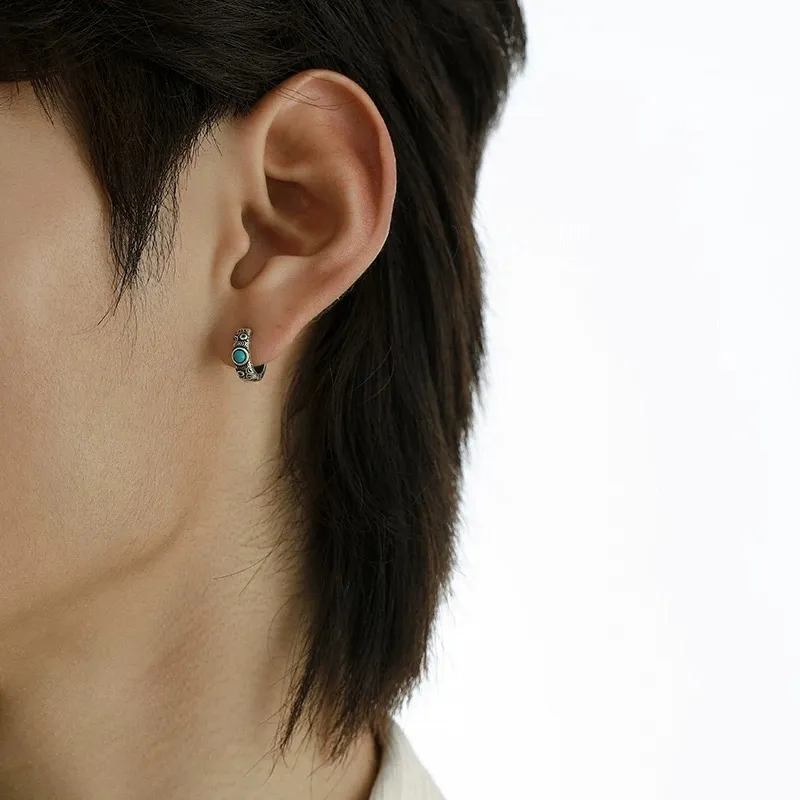 ZWU 925 Sterling Silver Punk Hoop Earrings Unisex-5