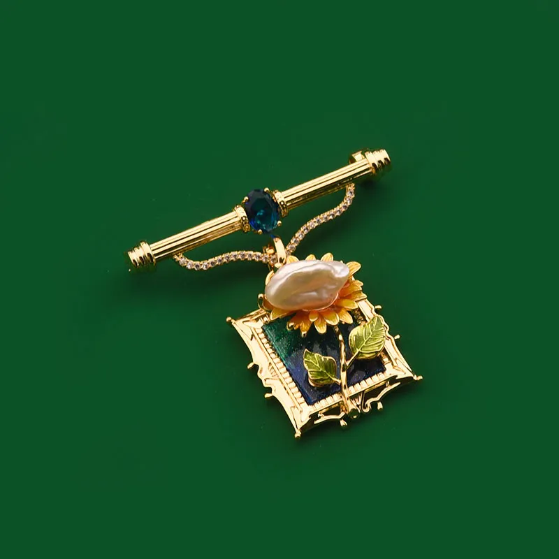 ZWU Zircon Artistic Style Detachable Pin Brooch Unisex-1