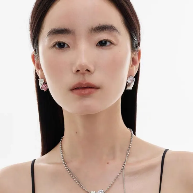 ZWU 925 Sterling Silver Needle Zircon Stud Earrings Women's-3