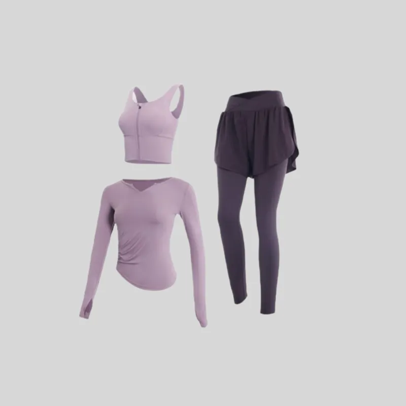 SINGLELADY Yoga Sets Polyester Indoor Yoga Pilates Running Fitness Purple Black Dusty Pink Khaki-5
