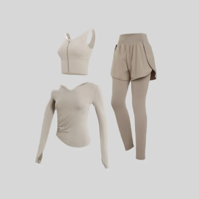 SINGLELADY Yoga Sets Polyester Indoor Yoga Pilates Running Fitness Purple Black Dusty Pink Khaki-3