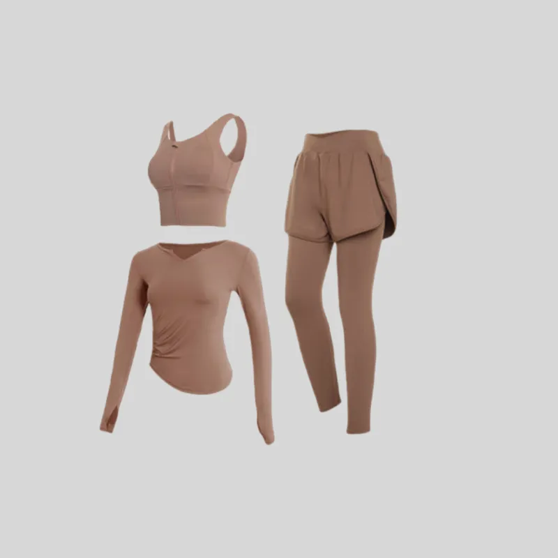 SINGLELADY Yoga Sets Polyester Indoor Yoga Pilates Running Fitness Purple Black Dusty Pink Khaki-1