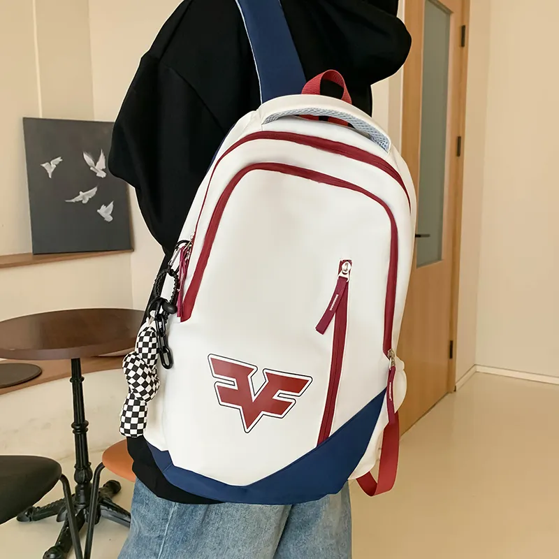 Villelon Nylon Backpack Unisex Red/Blue/Black/Red Blue Multicolor-29