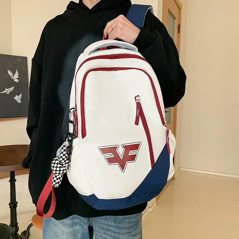 Villelon Nylon Backpack Unisex Red/Blue/Black/Red Blue Multicolor-30