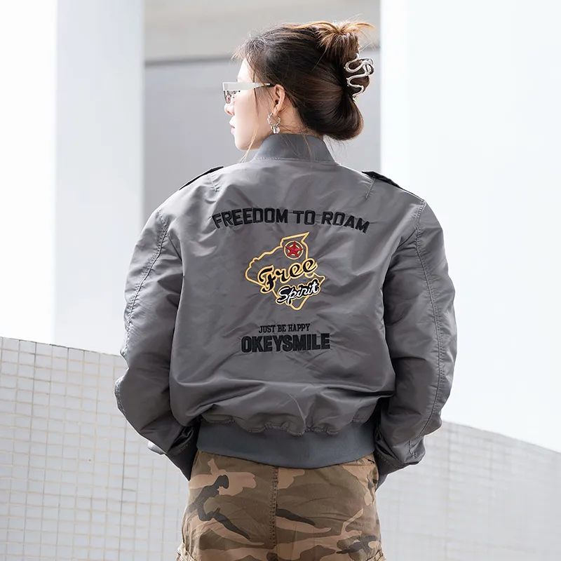 UOD American Jackets & Coats MA 1 Baseball Jacket Coat Unisex Dark Gray-3